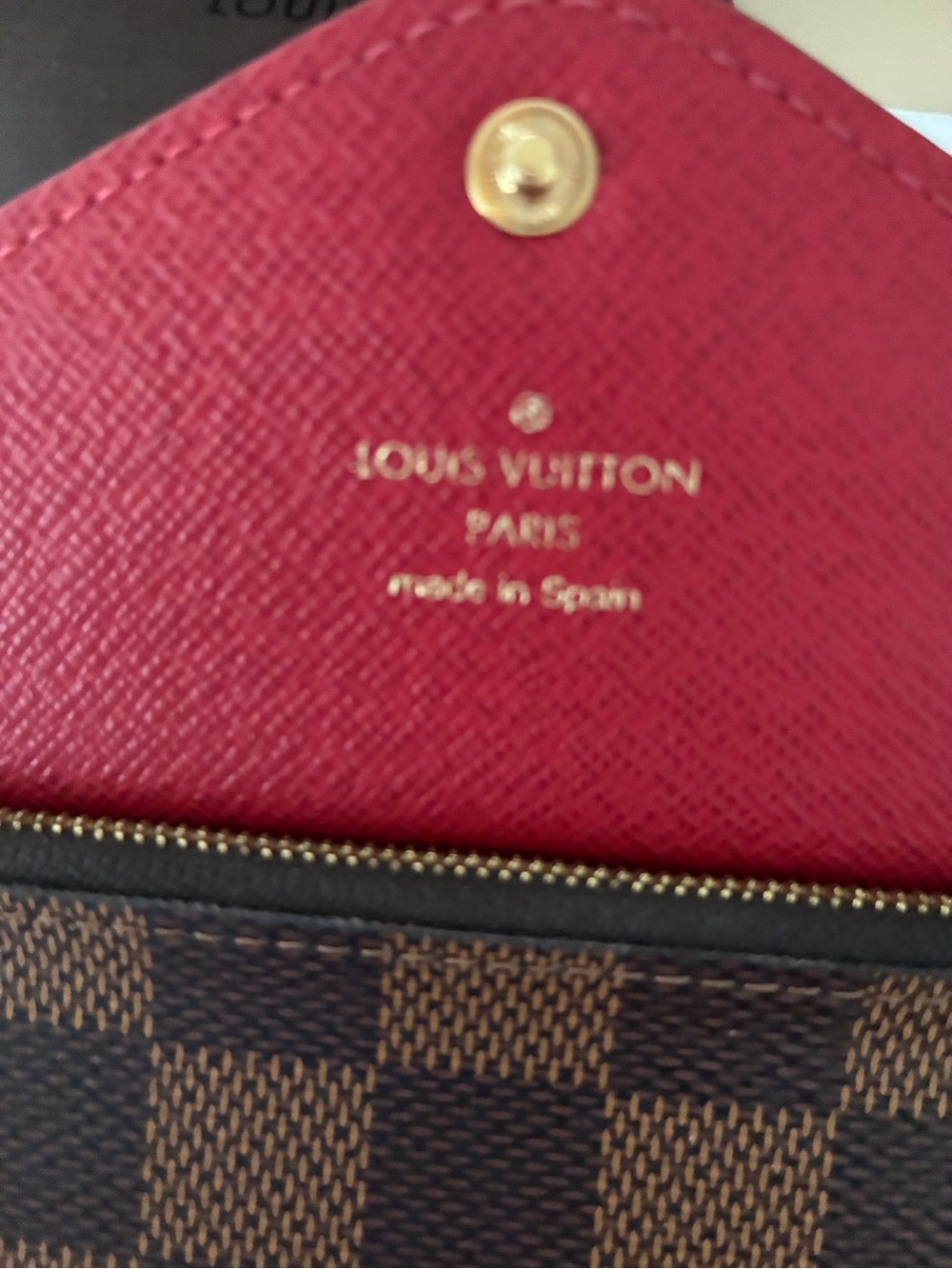 Louis Vuitton Damier Ebene Envelope Wallet with Red Snap - Picture 3 of 13